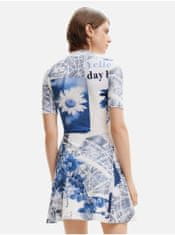 Desigual Modro-bílé dámské vzorované šaty Desigual Clavelitos S