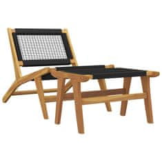 Vidaxl Zahradní židle s podnožkou masivní teakové dřevo a polyester