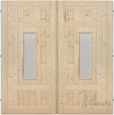 Hdveře Palubkové dveře se sklem 200cm s rámem a kováním , pravá