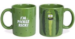 CurePink Dárkový set Rick And Morty: Pickle Rick hrnek-přívěsek-tácek (objem hrnku 315 ml)