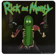 CurePink Dárkový set Rick And Morty: Pickle Rick hrnek-přívěsek-tácek (objem hrnku 315 ml)
