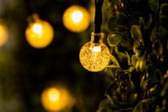 LUMILED Solární zahradní svítidlo LED světelný řetěz 21,8m Girlanda GALLA 2 s 100x LED dekorativní koule 3000K Teplá bílá
