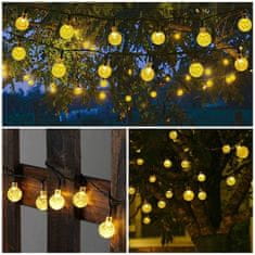 LUMILED Solární zahradní svítidlo LED světelný řetěz 21,8m Girlanda GALLA 2 s 100x LED dekorativní koule 3000K Teplá bílá