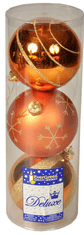EverGreen Vánoční koule s dekorem 12 cm - měděné, 3 ks