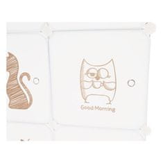 KONDELA Dětská modulární skříňka bílá, vzor kočičky DINOS