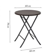 ModernHome Skládací zahradní stolek rattan 60 cm hnědý