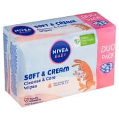 Nivea Baby Soft & Cream Čistící a pečující ubrousky 2 x 57 ks