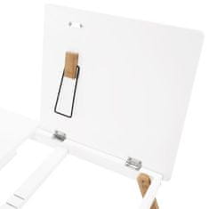 KONDELA Příruční stolek na notebook, držák na tablet bílá, přírodní bambus MELTEN