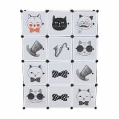 KONDELA Dětská modulární skříň šedá, dětský vzor kočičky AVERON