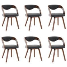 Vidaxl Jídelní židle 6 ks tmavě šedé ohýbané dřevo a textil
