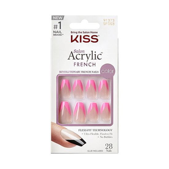 KISS Nalepovací nehty Salon Acrylic French Color - Squared 28 ks