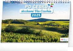 Presco Publishing Stolní kalendář Po Česku stezkami Via Czechia 2025, 23,1 × 14,5 cm