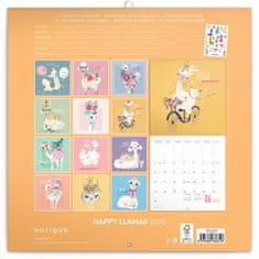 Presco Publishing Poznámkový kalendář Šťastné lamy 2025, 30 × 30 cm