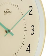MPM QUALITY Designové plastové hodiny bílé MPM Tamara, žlutá