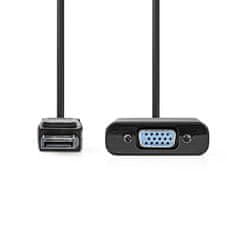 Nedis VGA kabel | DisplayPort samec | VGA samice | Niklovaný | Maximální rozlišení: 1080p | 0,20 m | Kulatý | PVC | Černá | Plastikový sáček 
