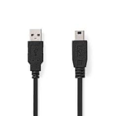 Nedis USB kabel | USB 2.0 | USB-A samec | USB Mini-B 5kolíkový samec | 480 Mbps | Niklovaný | 3,00 m | Kulatý | PVC | Černá | Označení 