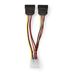 Nedis Vnitřní napájecí kabel | Molex Muž | 2x SATA 15pinová samice | Pozlaceno | 0,15 m | Kulatý | PVC | Vícebarevné | Box 
