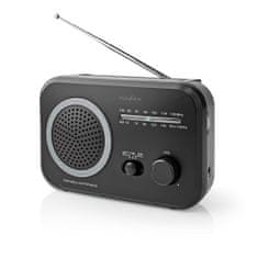 Nedis FM rádio | Přenosný design | AM / FM | Provoz na baterie / napájecí adaptér | Analogový | 1,8 W| Černá bílá obrazovka | Bluetooth | Konektor pro sluchátka | Rukojeť na přenášení | Šedá/Černá 