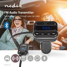 Nedis FM vysílač do auta | Opraveno | Bezdrátová volání | 0,8" | LED obrazovka | Bluetooth | 5,0 V DC / 1,0 A / 5,0 V DC / 2,4 A | Google Assistant / Siri | Šedá / Černá 
