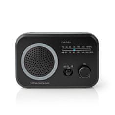 Nedis FM rádio | Přenosný design | AM / FM | Provoz na baterie / napájecí adaptér | Analogový | 1,8 W| Černá bílá obrazovka | Bluetooth | Konektor pro sluchátka | Rukojeť na přenášení | Šedá/Černá 
