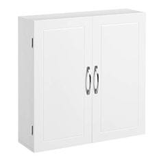 shumee Nástěnná skříňka, závěsná koupelnová skříňka, lékárnička s nastavitelnými policemi, dvoukřídlé dveře, 60 x 18 x 60 cm, skandinávský severský styl, matná bílá BBC320W01