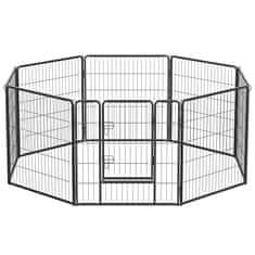shumee panelová PET ohrádka, Iron Dog Cage, Heavy Pet Fence, Puppy Pen, Skládací a přenosná, 77 x 80 cm, šedá ppk88g