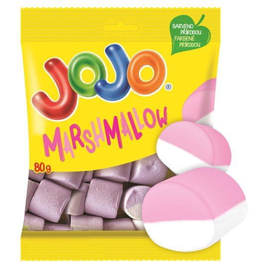JOJO  Marshmallow pěnové bonbóny s příchutí jahody a vanilky 80g