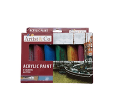Artist&Co Akrylové třpytivé barvy 6 ks x 75 ml