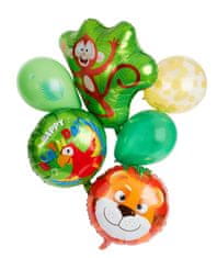 RS  Balónky s konfetami Happy Birthday papoušek, lev, opička 14 ks
