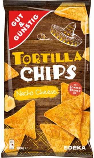 Gut & Gustig G&G Tortilla chips, Nacho se sýrem, 300 g