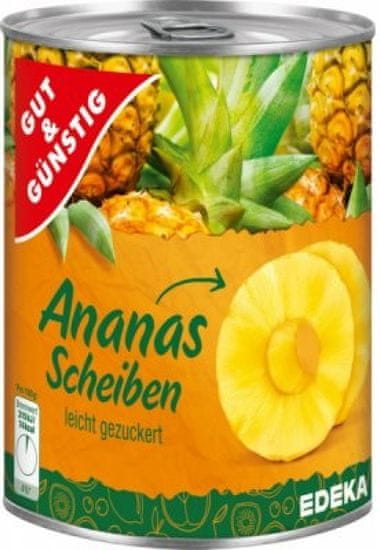 Gut & Gustig G&G Ananasové plátky, jemně slazené 565g
