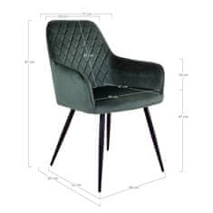 House Nordic Jídelní židle ze sametu, zelená s černými nohami, HN1206