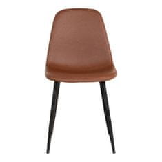House Nordic Jídelní židle z PU, světle hnědá vintage s černými nohami, HN1224
