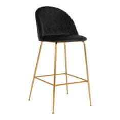 House Nordic Barová židle v sametové barvě, černá s mosaznými nohami, HN1207