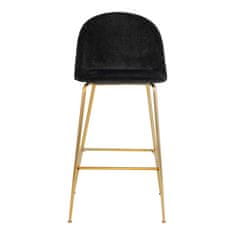 House Nordic Barová židle v sametové barvě, černá s mosaznými nohami, HN1207
