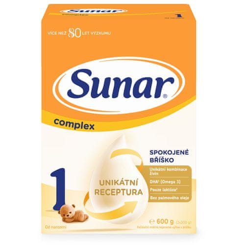 Sunar Complex 1, počáteční kojenecké mléko, 6x600g