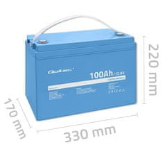 Qoltec Baterie LiFePO4 Lithium Iron Phospha Iron Phosphate | 12,8V | 100Ah | 1280Wh | BMS