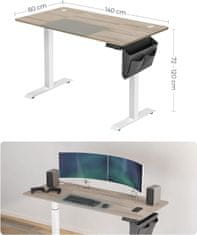 Songmics Elektricky nastavitelný psací stůl Redikt 140 cm bílý/šedý