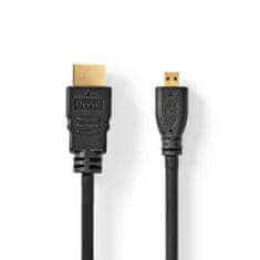 Nedis Vysokorychlostní kabel HDMI s Ethernetem | HDMI konektor | HDMI Micro konektor | 4K@30Hz | 10,2 Gbps | 1,50 m | Kulatý | PVC | Černá | Označení 