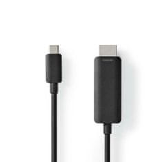 Nedis USB-C adaptér | USB 3.2 Gen 1 | USB-C samec | HDMI konektor | 4K@60Hz | 2,00 m | Kulatý | Niklovaný | PVC | Černá | Označení 