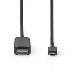 Nedis USB-C adaptér | USB 3.2 Gen 1 | USB-C samec | HDMI konektor | 4K@60Hz | 2,00 m | Kulatý | Niklovaný | PVC | Černá | Označení 