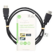 Nedis Vysokorychlostní kabel HDMI s Ethernetem | HDMI konektor | HDMI konektor | 4K@30Hz | ARC | 10,2 Gbps | 1,00 m | Kulatý | PVC | Černá | Označení 