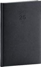 Presco Publishing Týdenní diář Aprint 2025, černý, 15 × 21 cm