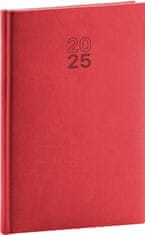 Grooters Týdenní diář Aprint 2025, červený, 15 × 21 cm