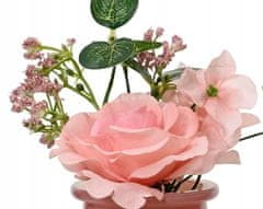 Kaemingk Umělé dekorativní růže ve skleněné váze 1 ks 18x7,5 cm