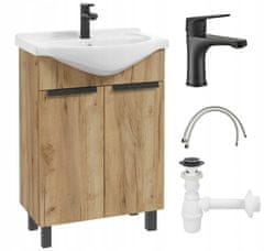 Deftrans Koupelnová skříňka set dub craft s umyvadlovou baterií sifon 85x60x30 cm Lily