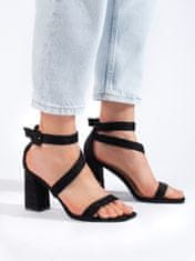 Amiatex Komfortní sandály dámské černé na širokém podpatku, černé, 37