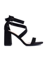 Amiatex Komfortní sandály dámské černé na širokém podpatku, černé, 37