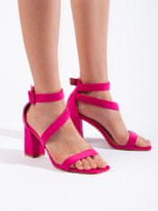 Amiatex Pohodlné dámské růžové sandály na širokém podpatku, odstíny růžové, 38