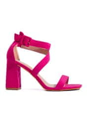 Amiatex Pohodlné dámské růžové sandály na širokém podpatku, odstíny růžové, 38